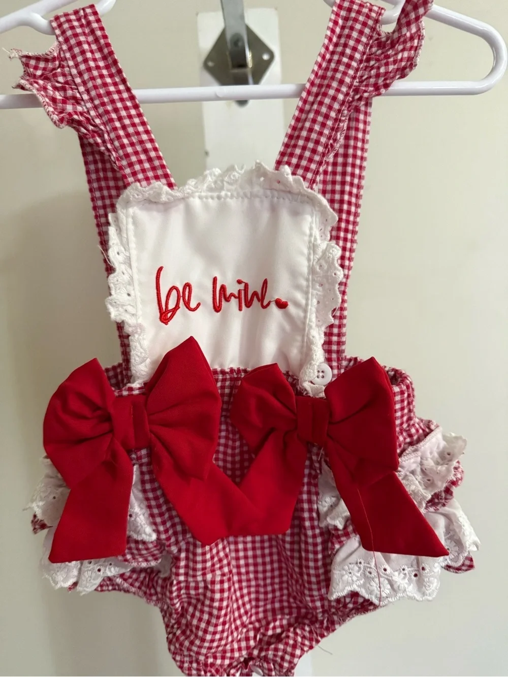 “Be Mine” Ruffle Butt Romper
